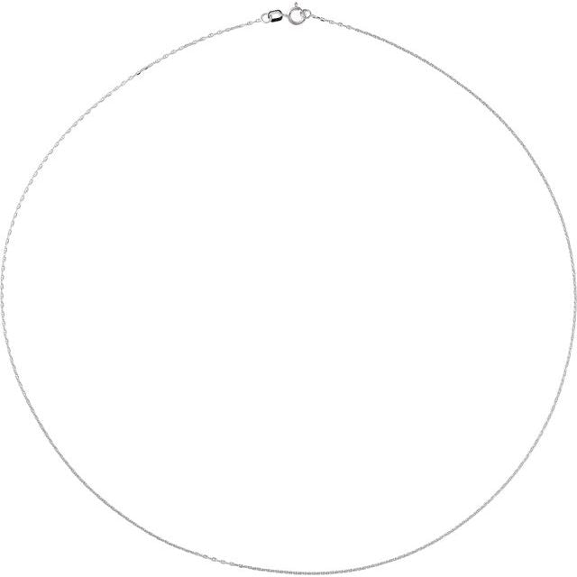 14K White 1 mm Diamond-Cut Anchor 7' Chain