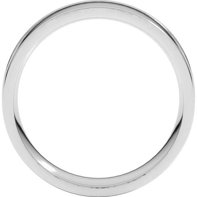 14K White 6 mm  Grooved Round Edge Size 8