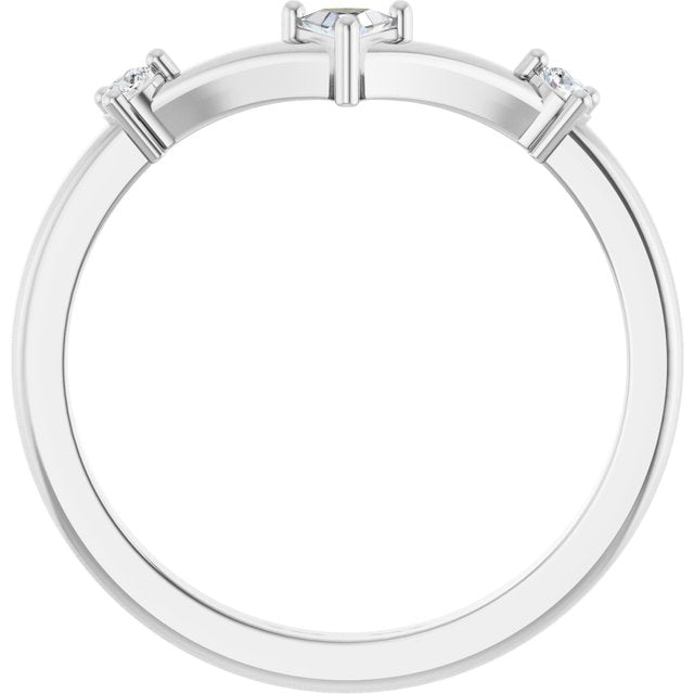 14K White 1/8 CTW Natural Diamond Contour Band
