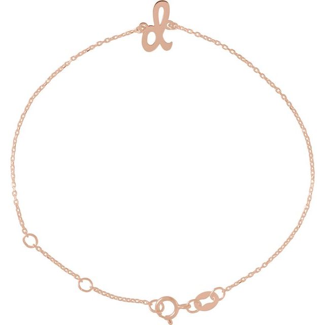 14K Rose Initial D 6 1/2-7 1/2' Bracelet