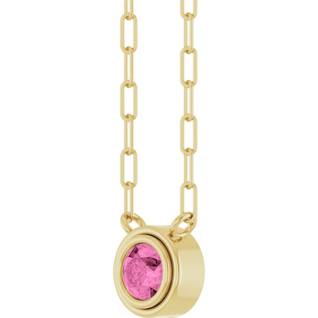 14K Yellow Natural Pink Sapphire 18' Necklace