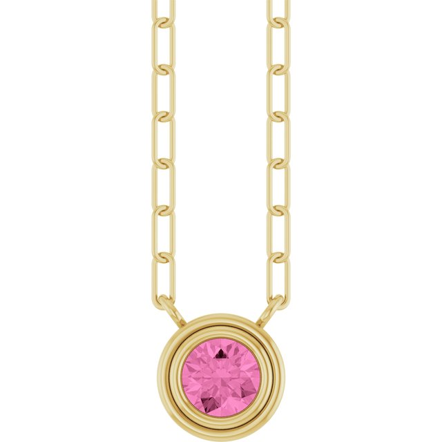 14K Yellow Natural Pink Sapphire 18' Necklace