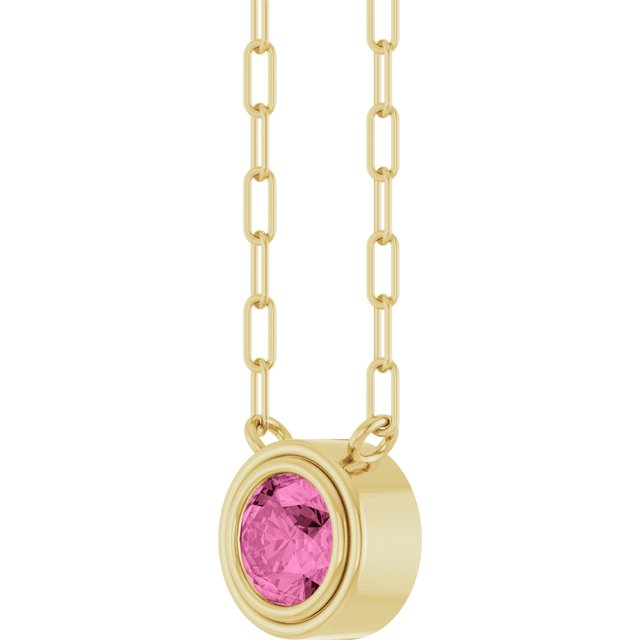 14K Yellow Natural Pink Sapphire 18' Necklace