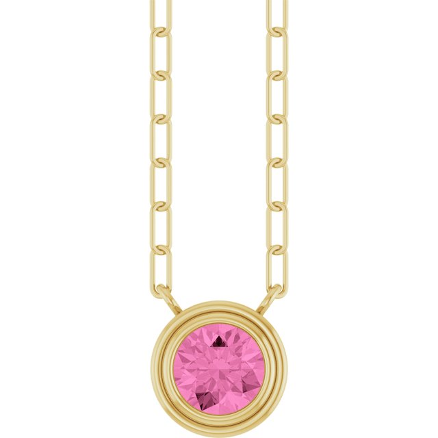 14K Yellow Natural Pink Sapphire 18' Necklace