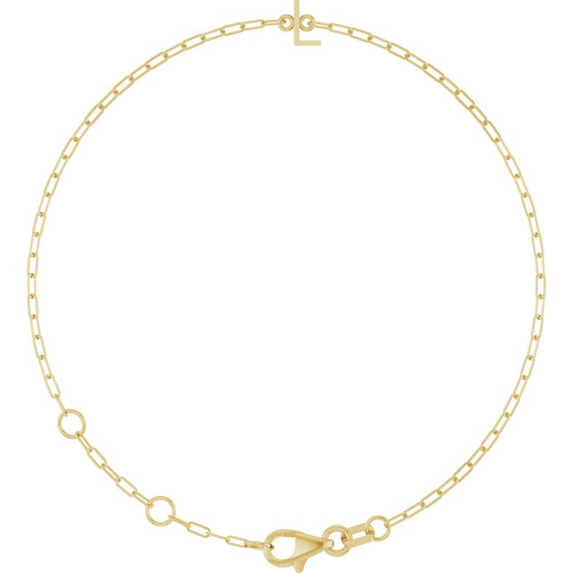 14K Yellow Sans Serif Initial L 6 1/2-7 1/2' Bracelet
