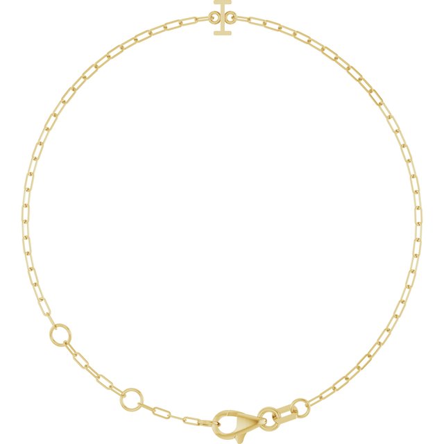14K Yellow Sans Serif Initial I 6 1/2-7 1/2' Bracelet