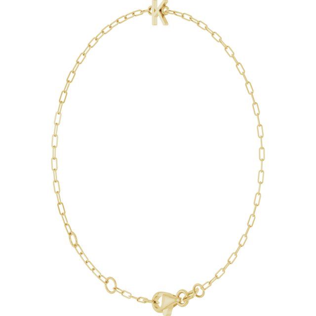 14K Yellow Sans Serif Initial K 6 1/2-7 1/2' Bracelet
