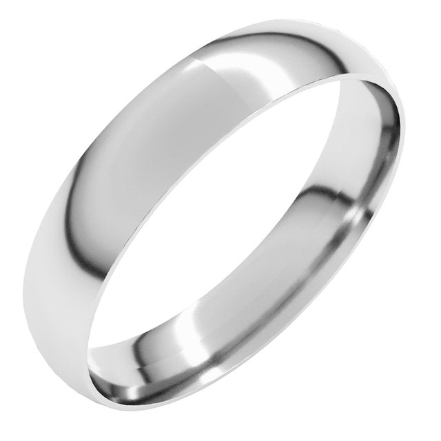 14K White 4 mm Ultra-Lightweight Half Round Band Size 12