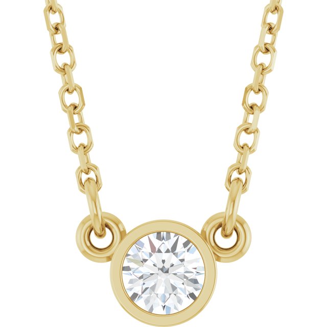 14K Yellow 1/6 CT Natural Diamond Solitaire 18' Necklace