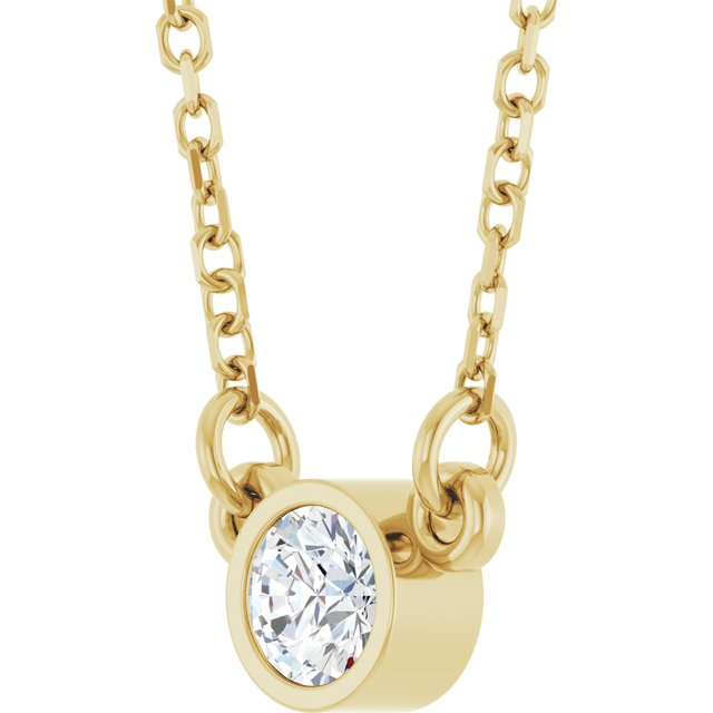 14K Yellow 1/6 CT Natural Diamond Solitaire 18' Necklace