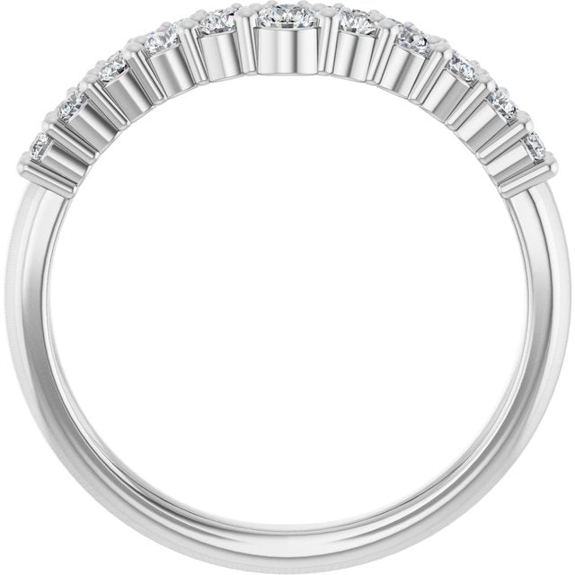 14K White 3/8 CTW Lab-Grown Diamond Contour Band