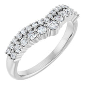 14K White 3/8 CTW Lab-Grown Diamond Contour Band