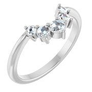 14K White 1/6 CTW Natural Rose-Cut Diamond Contour Band