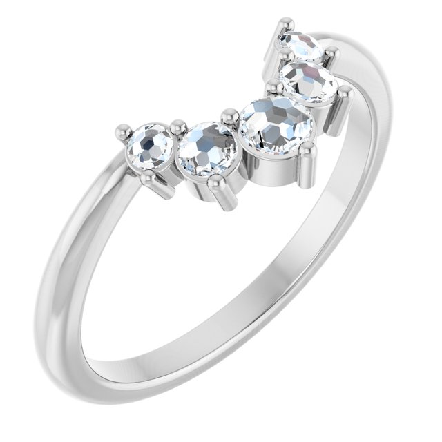 14K White 1/6 CTW Natural Rose-Cut Diamond Contour Band