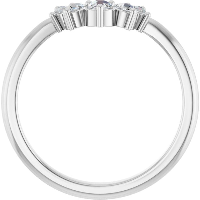 14K White 1/6 CTW Natural Rose-Cut Diamond Contour Band