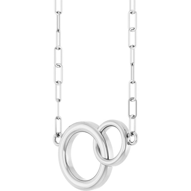 Sterling Silver  Interlocking Circle 18' Necklace