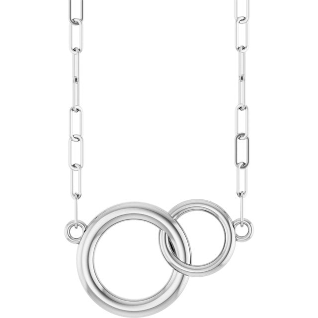 Sterling Silver  Interlocking Circle 18' Necklace