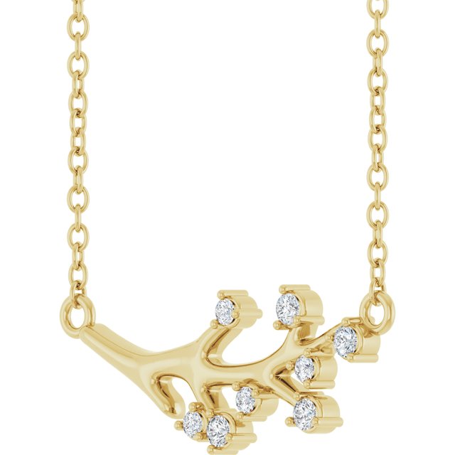 14K Yellow 1/6 CTW Natural Diamond Branch 18' Necklace
