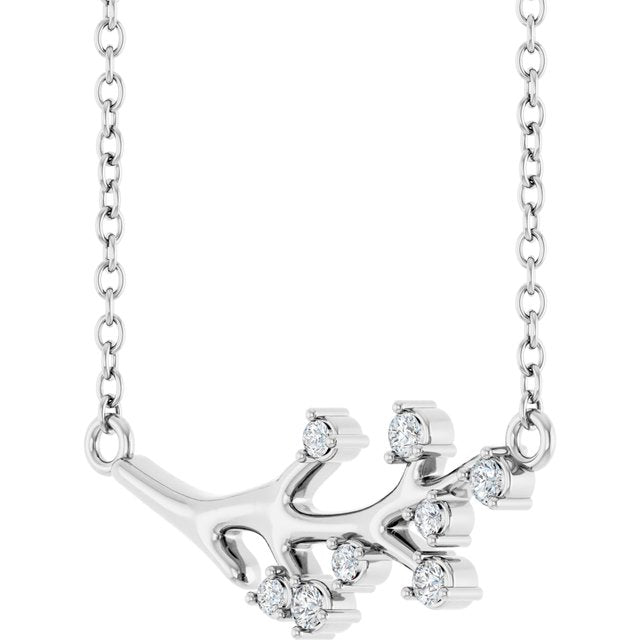 14K White 1/6 CTW Natural Diamond Branch 18' Necklace