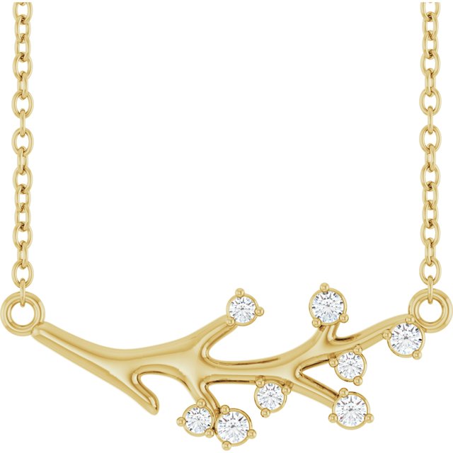 14K Yellow 1/6 CTW Natural Diamond Branch 18' Necklace