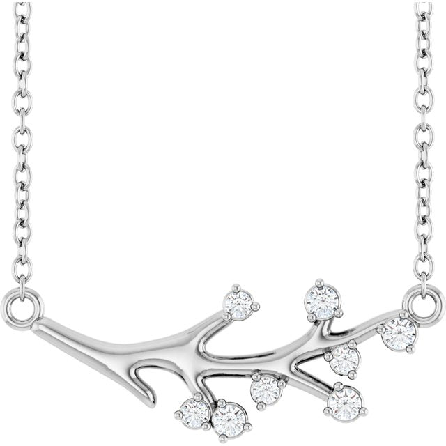 14K White 1/6 CTW Natural Diamond Branch 18' Necklace