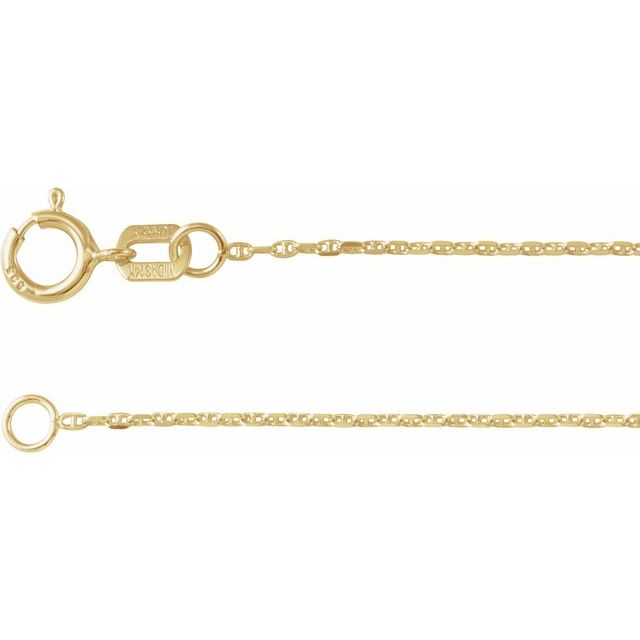 14K Yellow 1 mm Diamond-Cut Anchor 7' Chain