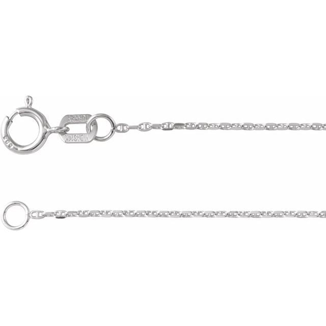 14K White 1 mm Diamond-Cut Anchor 7' Chain