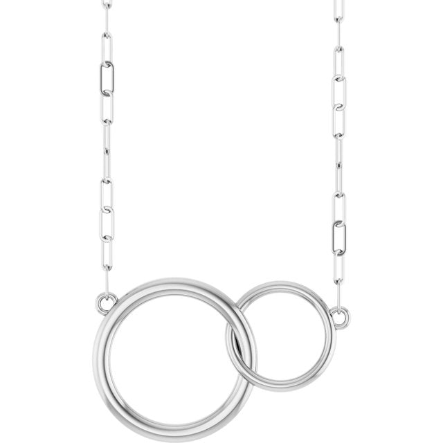 Sterling Silver  Interlocking Circle 18' Necklace