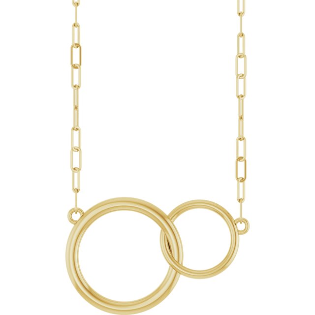 14K Yellow  Interlocking Circle 18' Necklace