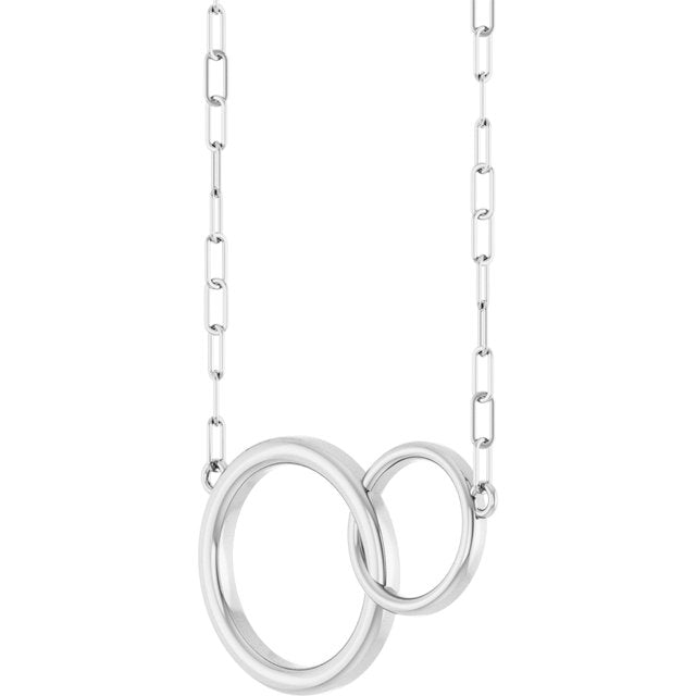 14K White  Interlocking Circle 18' Necklace