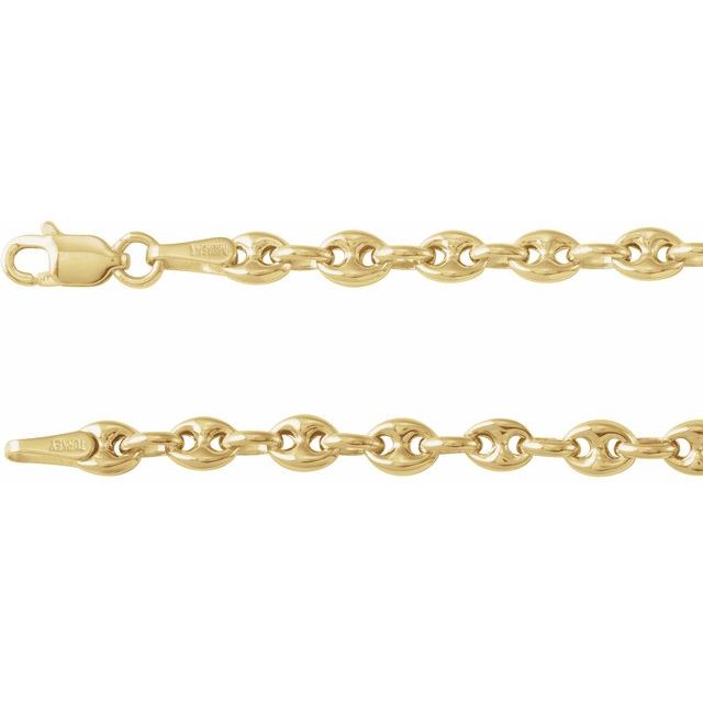 14K Yellow 3.8 mm Hollow Puffed Anchor 16' Chain