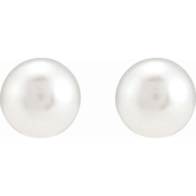 14K White 5 mm Imitation White Pearl Inverness® Piercing Earrings