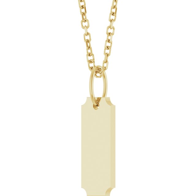 14K Yellow Engravable Dog Tag 16-18' Necklace