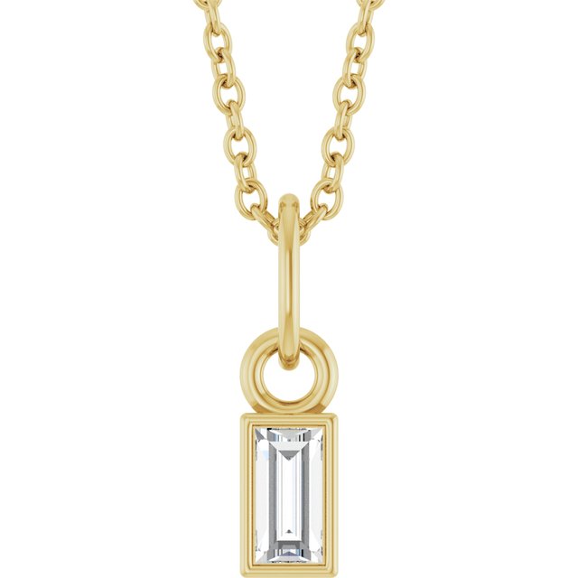 14K Yellow 1/10 CT Natural Diamond Bezel-Set 16-18' Necklace