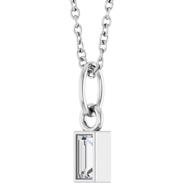 14K White 1/10 CT Lab-Grown Diamond Bezel-Set 16-18' Necklace