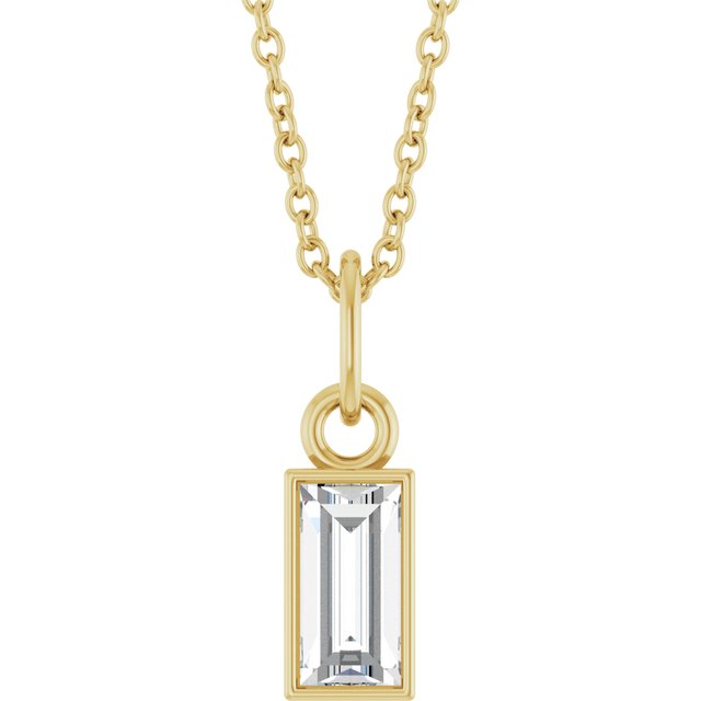 14K Yellow 3/8 CT Lab-Grown Diamond Bezel-Set 16-18' Necklace