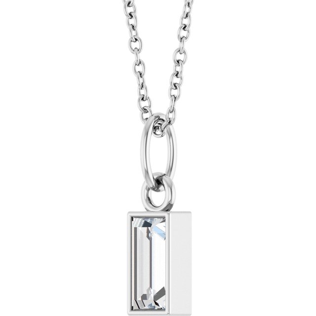 14K White 3/8 CT Lab-Grown Diamond Bezel-Set 16-18' Necklace