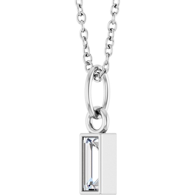 14K White 1/6 CT Natural Diamond Bezel-Set 16-18' Necklace
