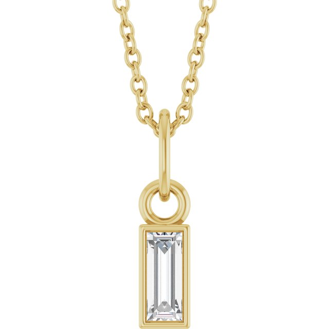 14K Yellow 1/6 CT Lab-Grown Diamond Bezel-Set 16-18' Necklace