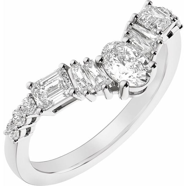 14K White 1 CTW Lab-Grown Diamond Contour Band