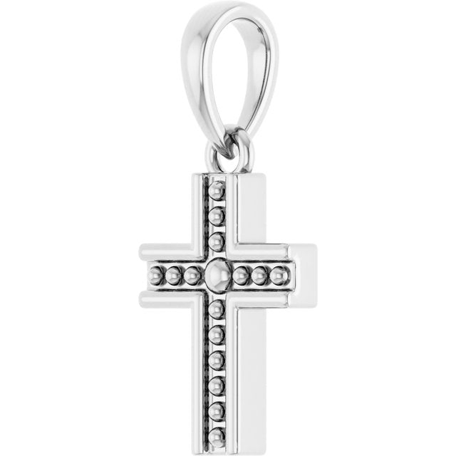 Sterling Silver Beaded Cross Pendant