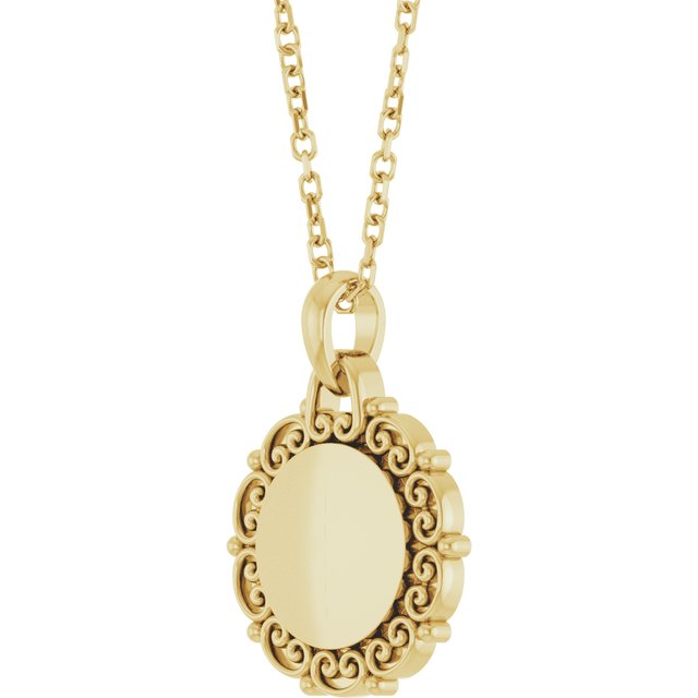 14K Yellow Engravable Scroll 16-18' Necklace