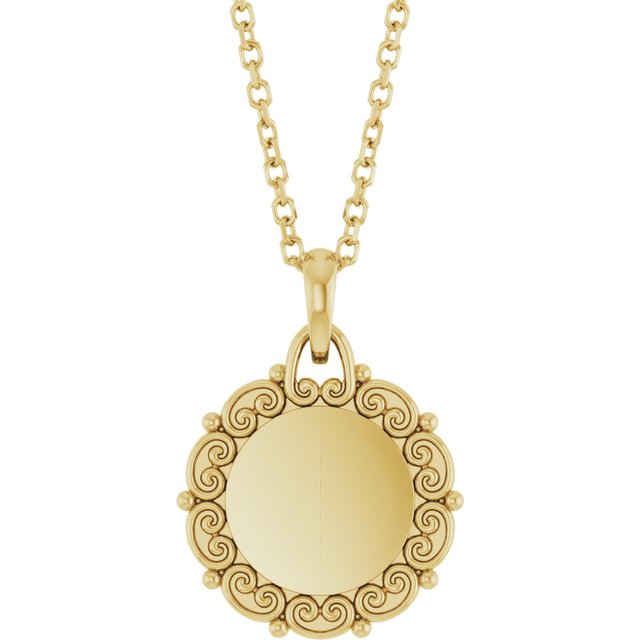 14K Yellow Engravable Scroll 16-18' Necklace