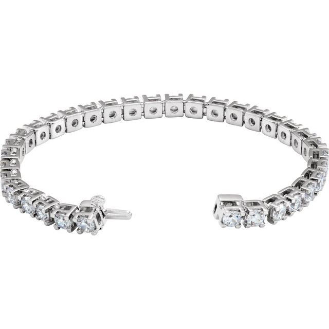 14K White 10 CTW Lab-Grown Diamond Line 7 1/4' Bracelet