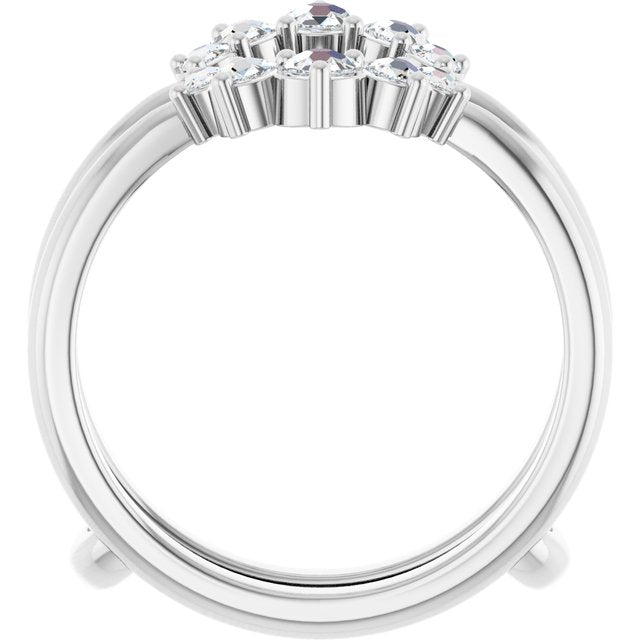 14K White 1/3 CTW Natural Rose-Cut Diamond Ring Guard