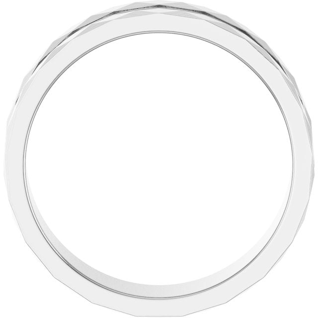 14K White 6 mm Faceted Edge Band Size 10