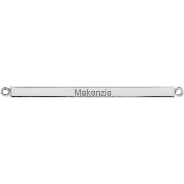 Sterling Silver Engravable Four-Sided Bar Necklace Center