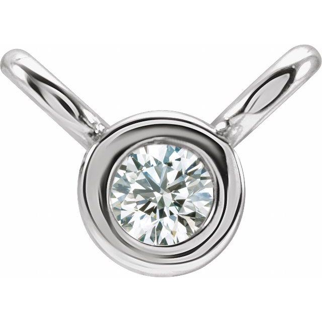 14K White .02 CT Lab-Grown Diamond Bezel-Set Necklace Center