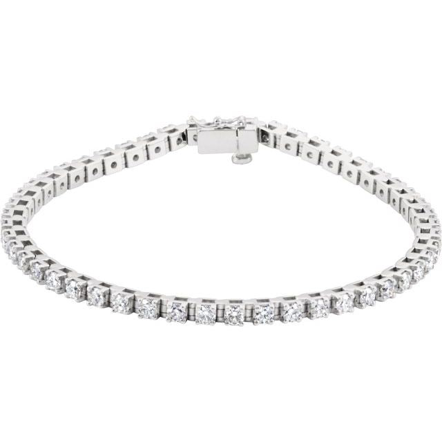 14K White 3 3/8 CTW Natural Diamond Line 7' Bracelet