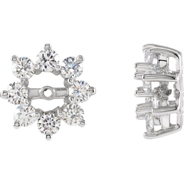 14K White 1 1/8 CTW Diamond Earring Jackets with 4.5mm ID